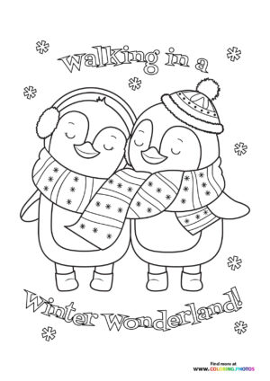 Valentines penguins in love