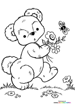 Teddy Bear with Valentine Flowers