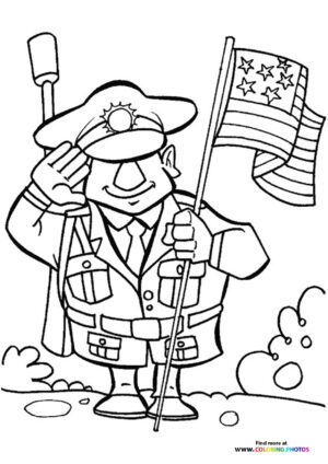 Proud Soldier with American Flag
