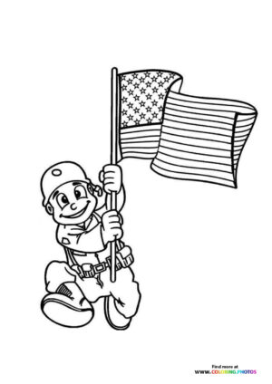 Soldier with American Flag