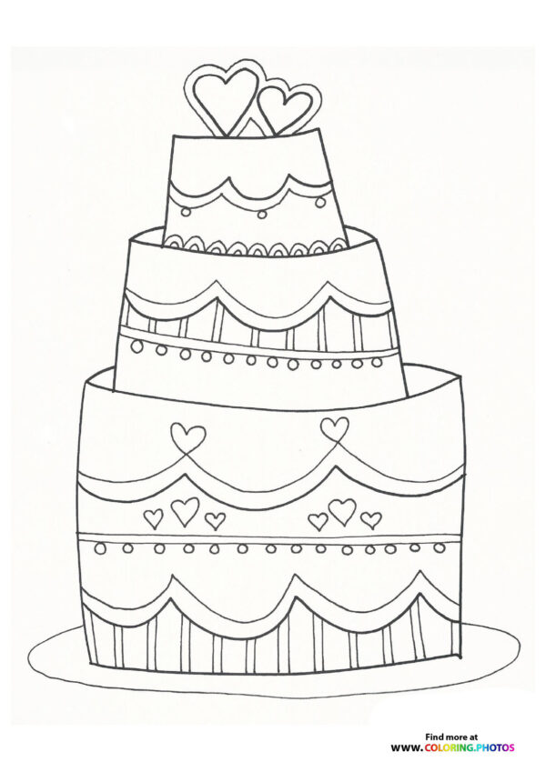 Wedding Cake with Hearts