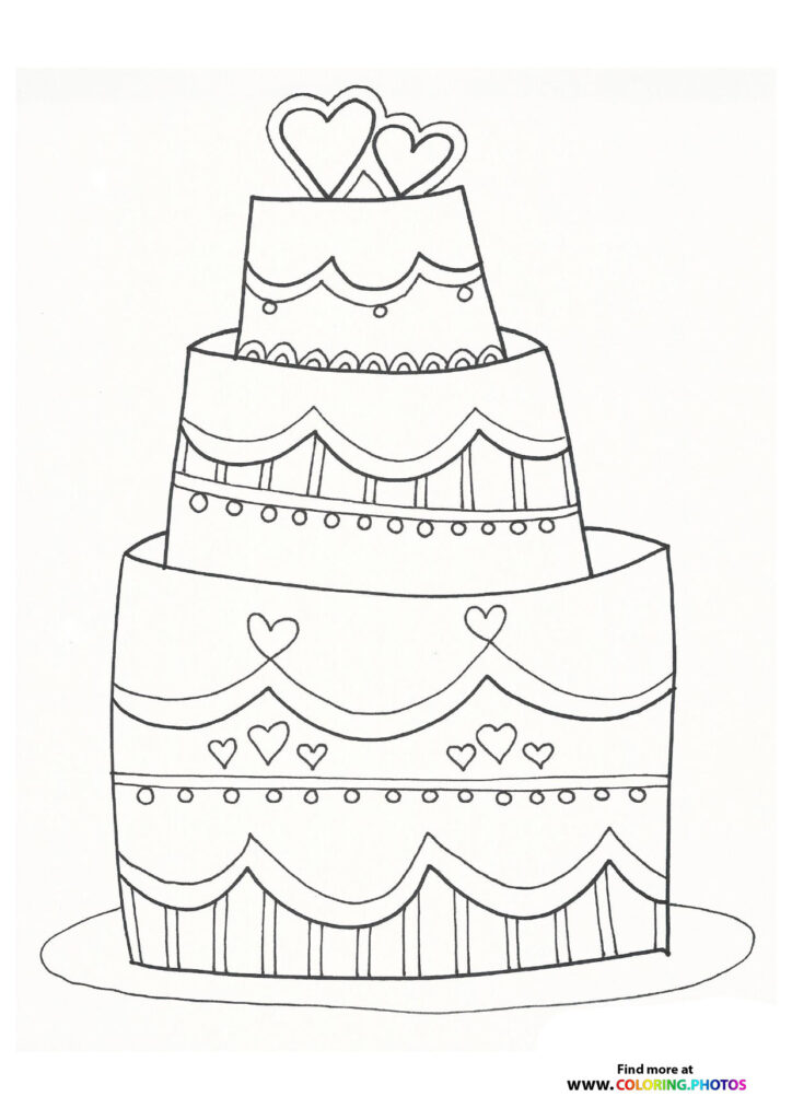 Wedding Cake with Hearts