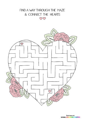 Wedding Maze with Hearts and Flowers