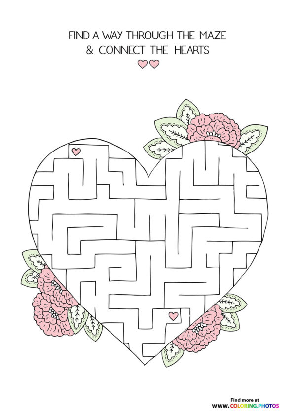 Wedding Maze with Hearts and Flowers