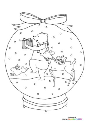 Winter animals in snow globe