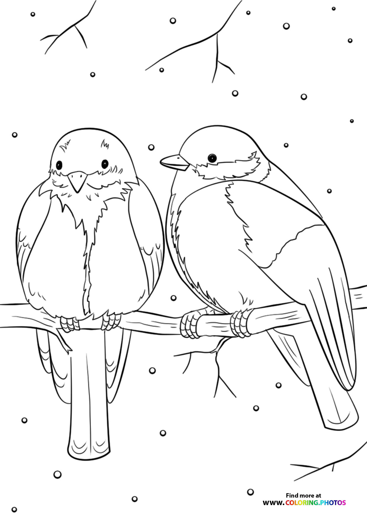 Winter animals coloring page