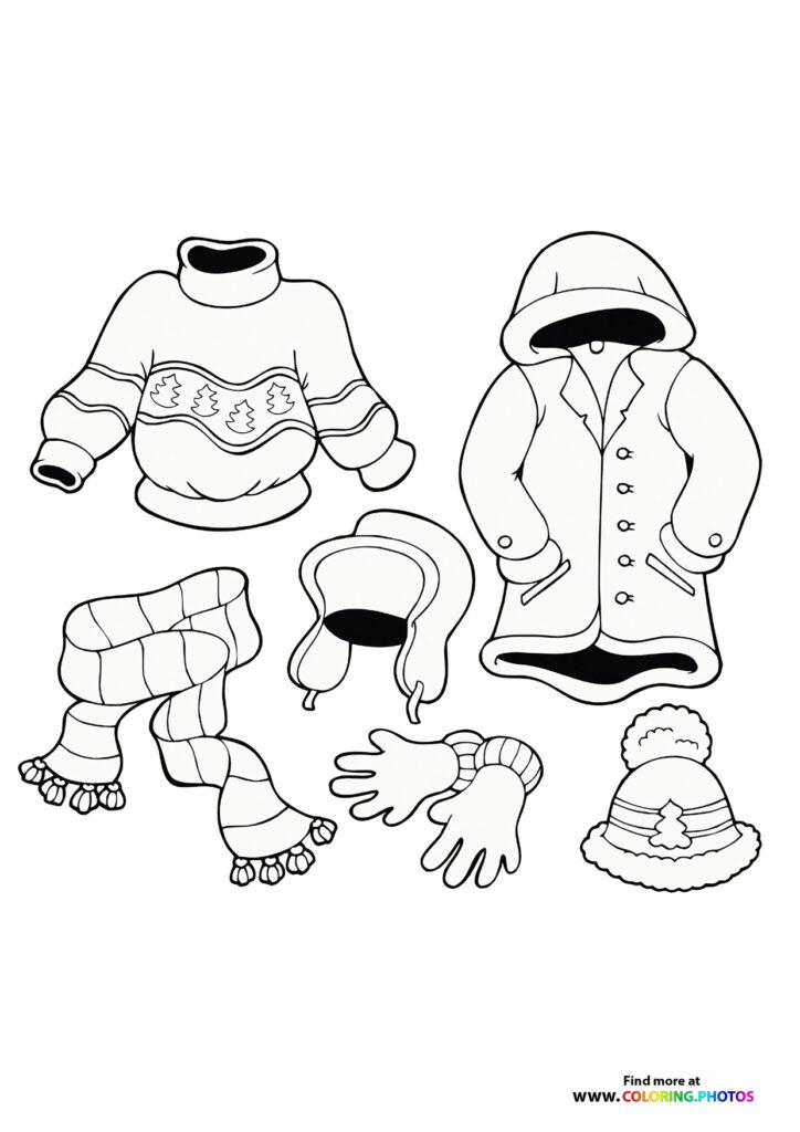 Winter clothing coloring page