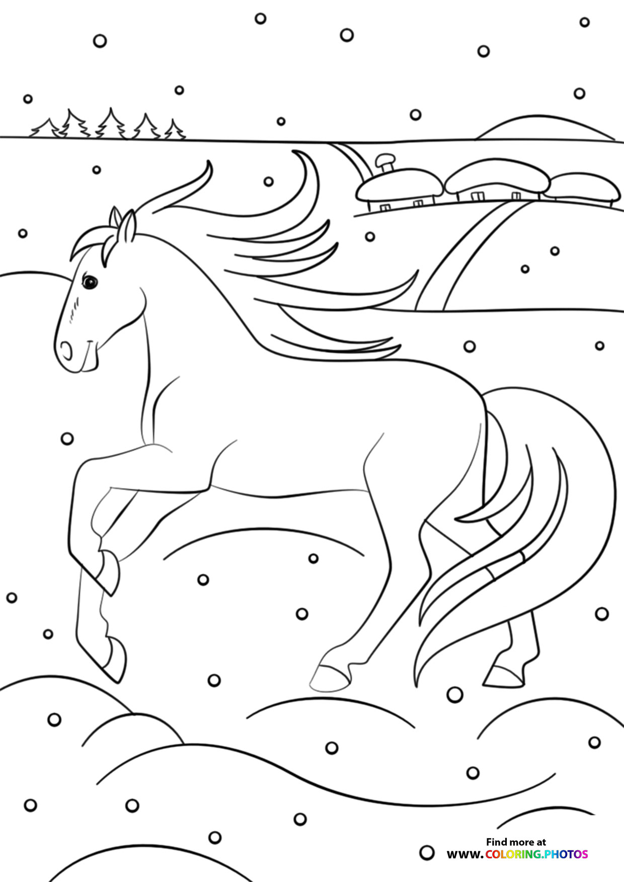 Winter animals coloring page