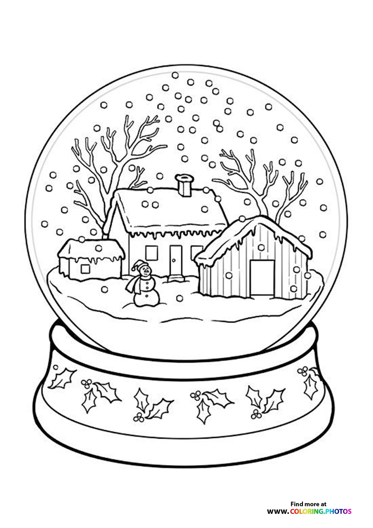 Winter snow globe coloring page