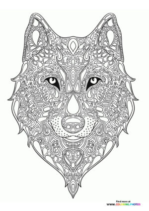 Wolf coloring page for adults