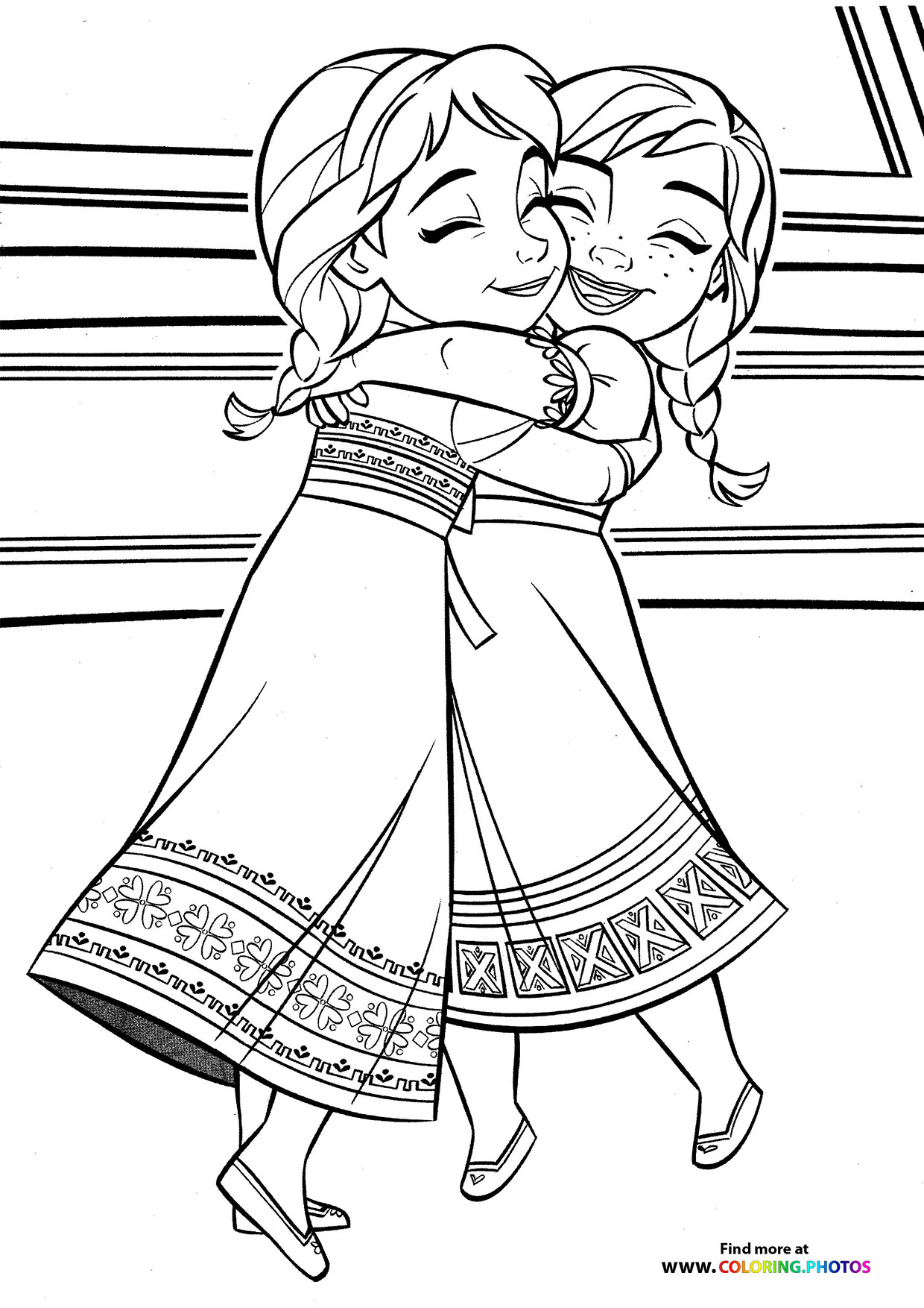 Elsa and Anna Hugging