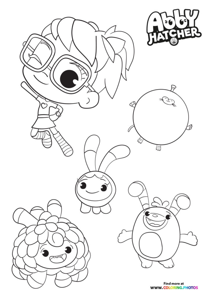 Abby Hatcher with her friends coloring page