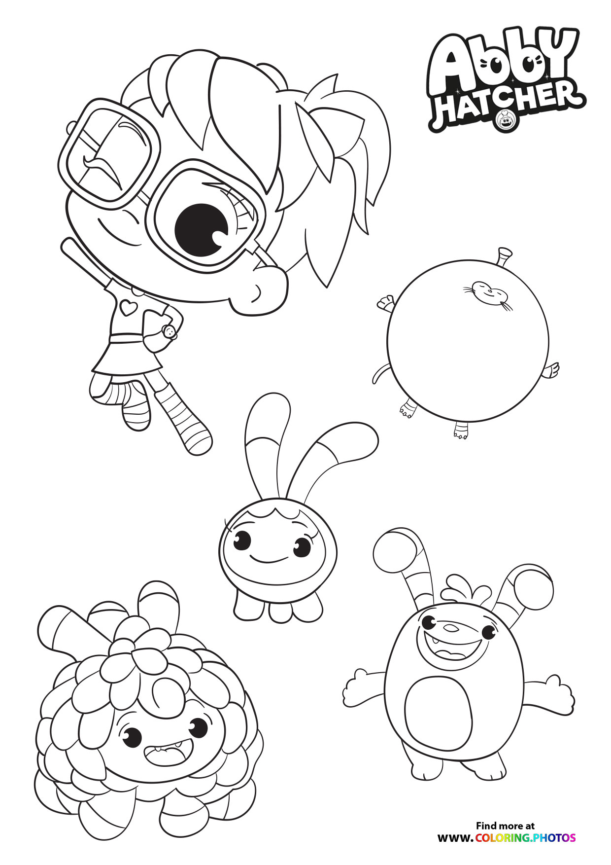 Abby Hatcher with her friends coloring page
