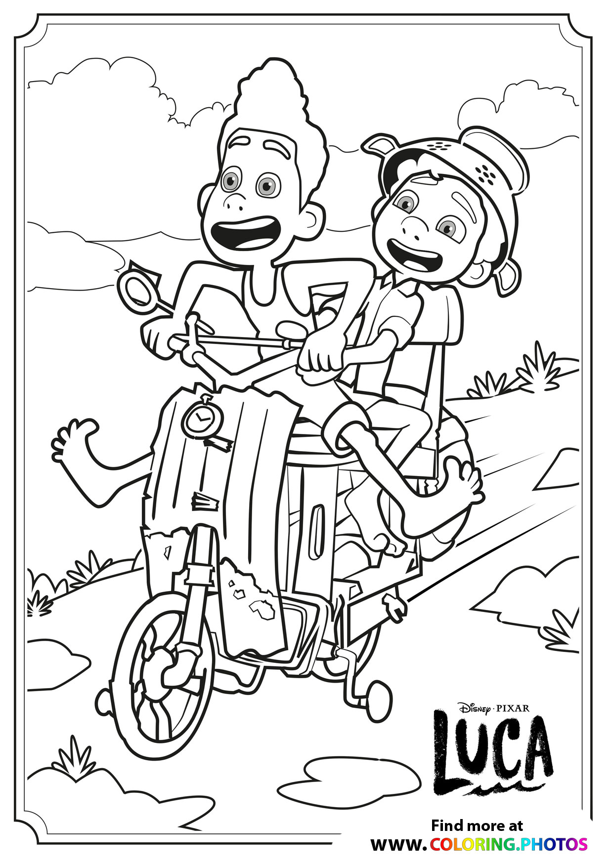 Luca and Alberto riding a Vespa