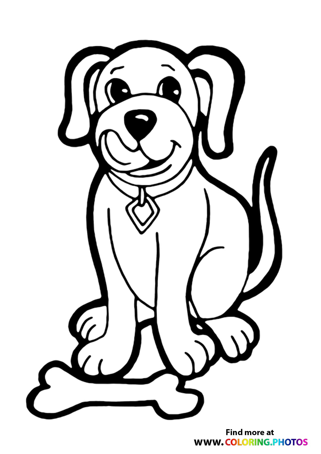Dog with bone coloring page