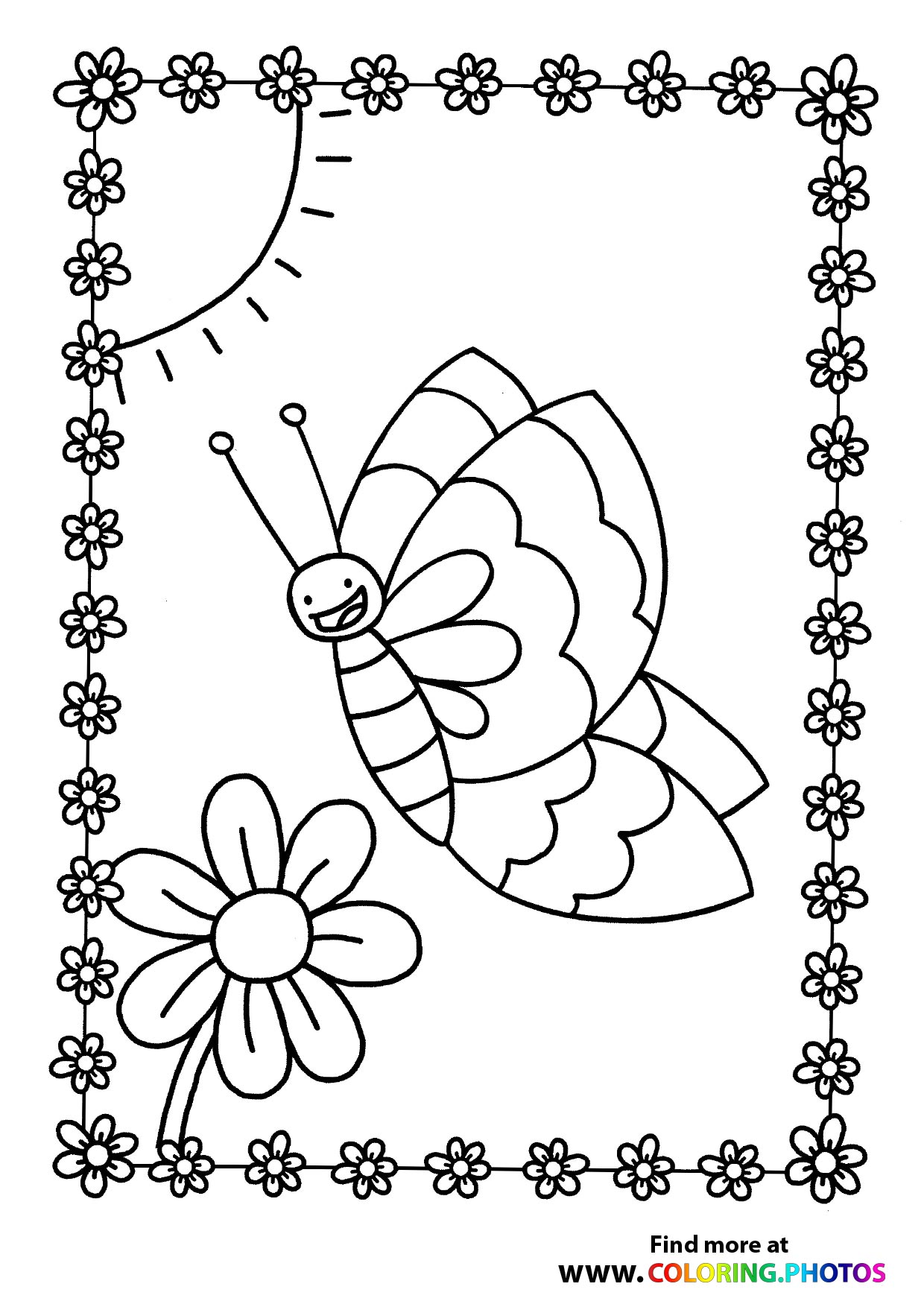 Butterfly flying to a flower
