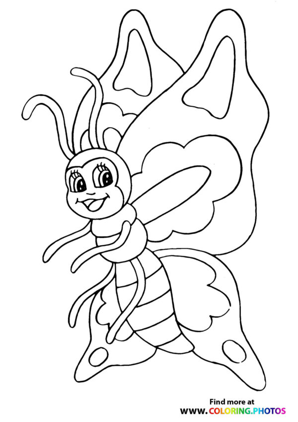 Butterfly smiling and flying