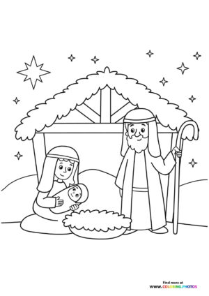 Nativity Stable with Jesus, Mary and Joseph