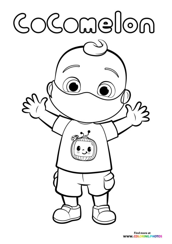 JJ from CoComelon with a mask coloring page