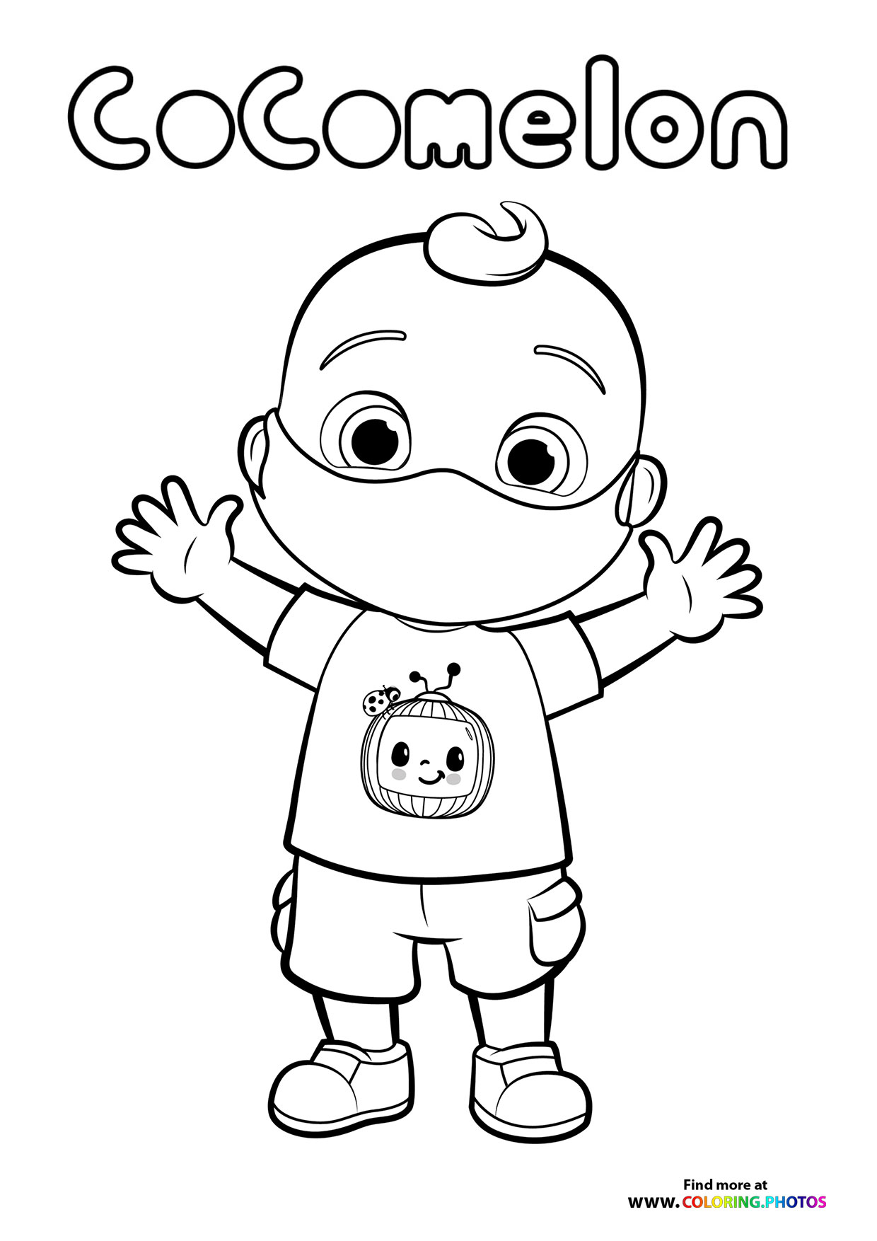JJ from CoComelon with a mask coloring page