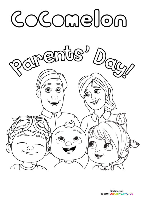 CoComelon Parents day coloring page