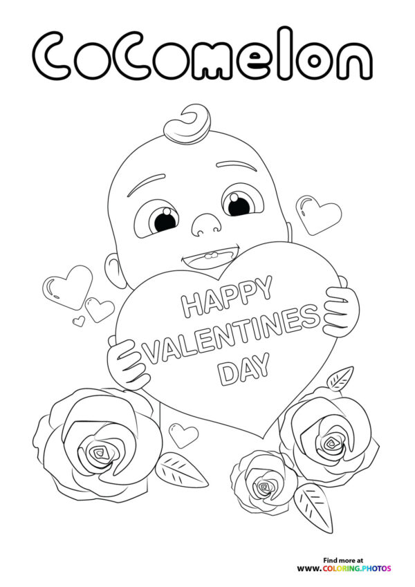 CoComelon Valentines Day coloring page