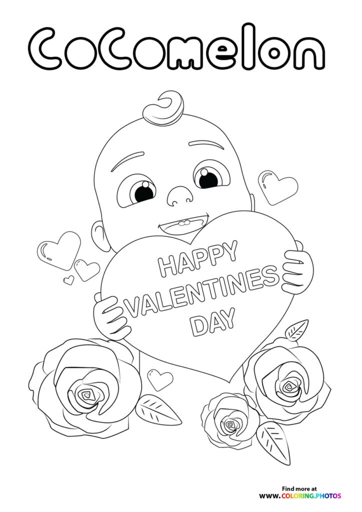 CoComelon Valentines Day coloring page