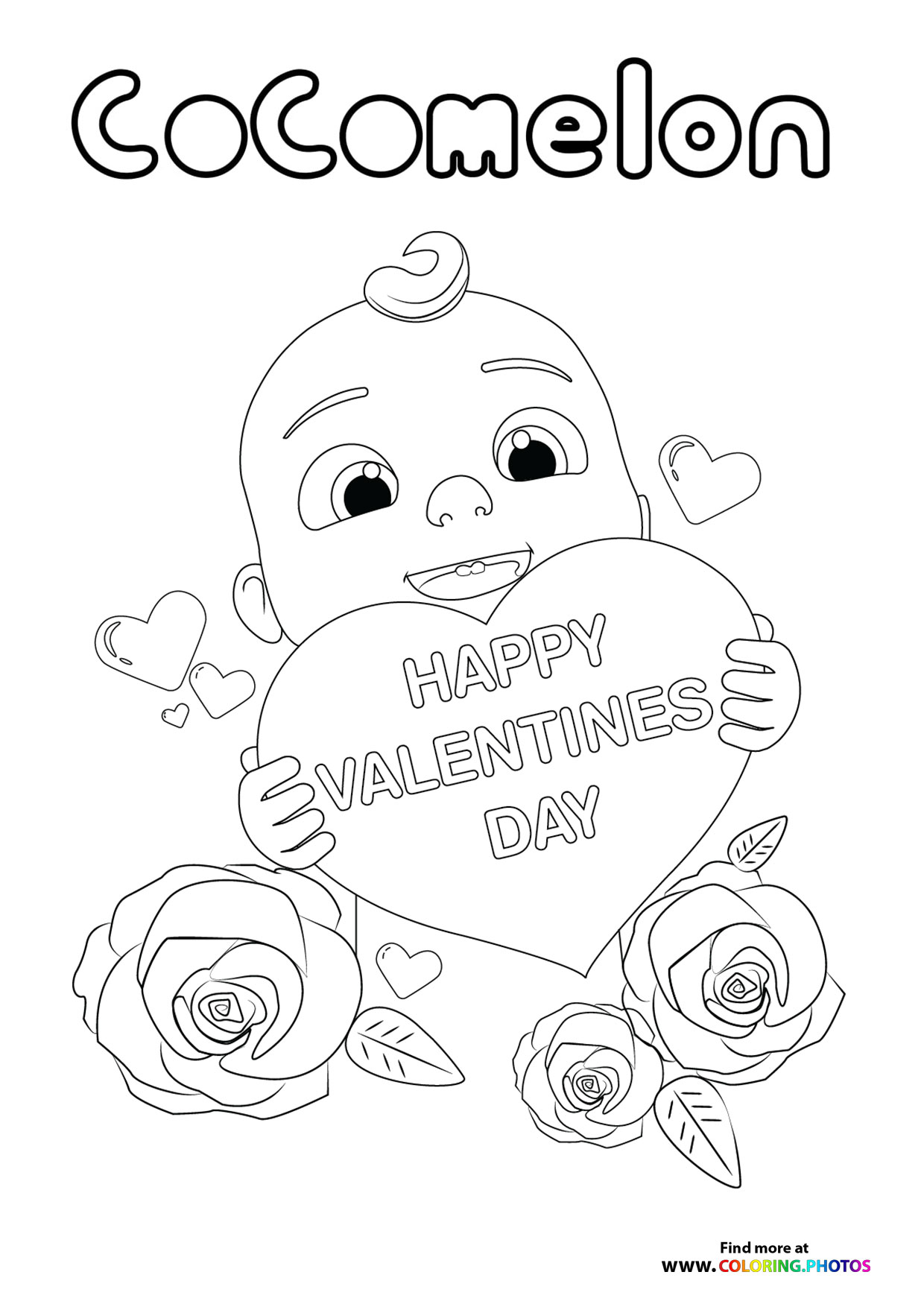 CoComelon Valentines Day coloring page