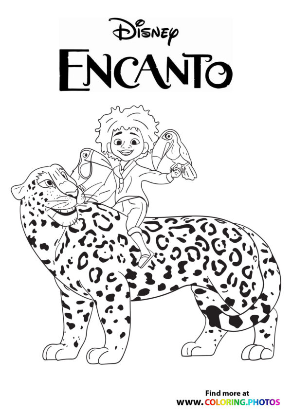 Encanto family with animals coloring page