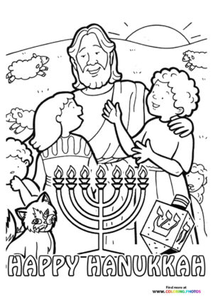 Happy Hanukkah Family with Menorah