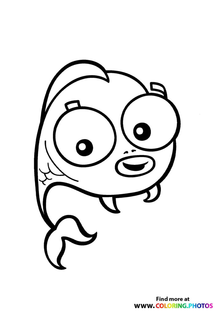 Cute fish swimming in the sea coloring page