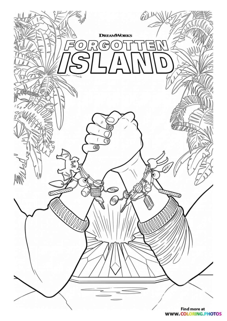 Giant Fist with Tropical Island Frame