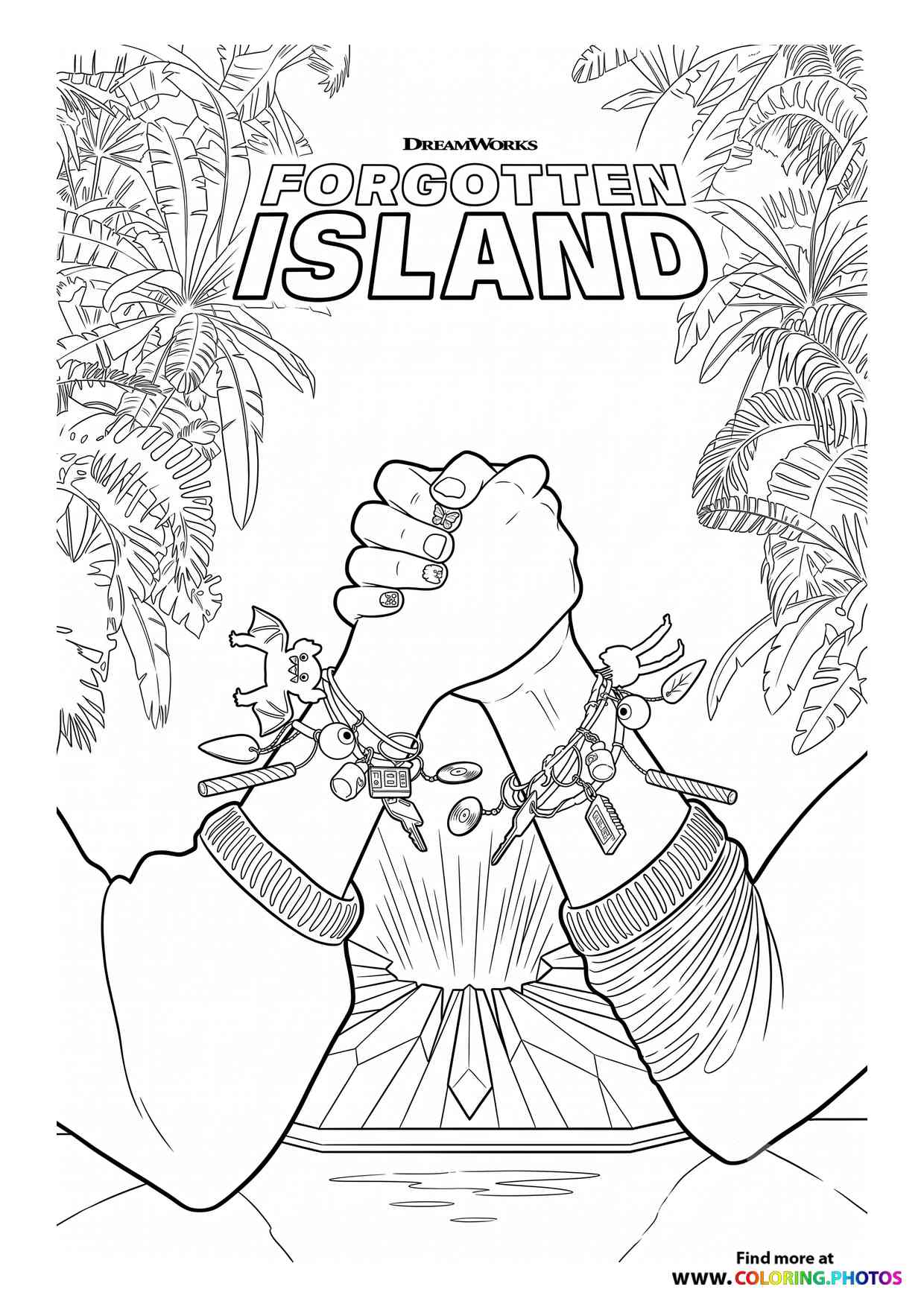 Giant Fist with Tropical Island Frame