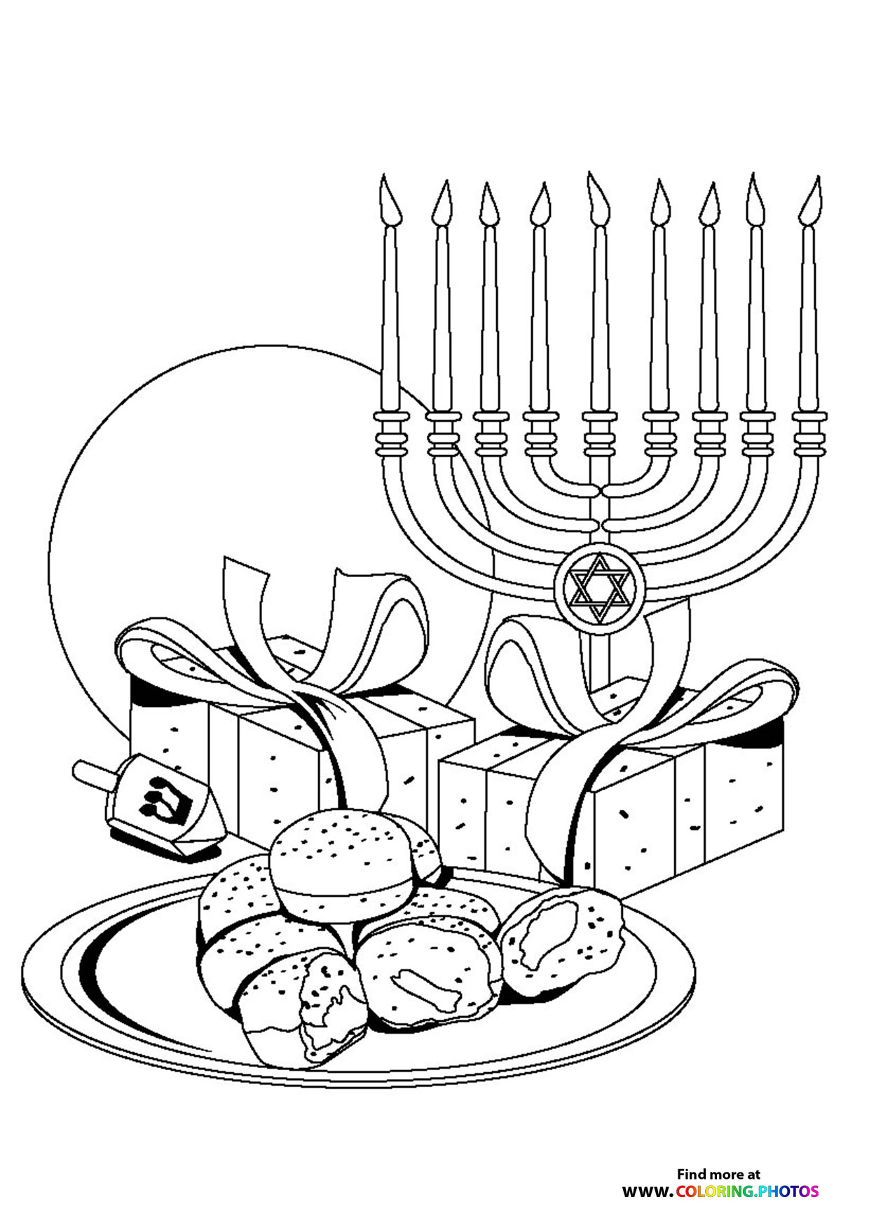 Hanukkah dinner coloring page