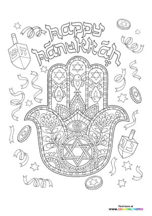 Hamsa with Happy Hanukkah