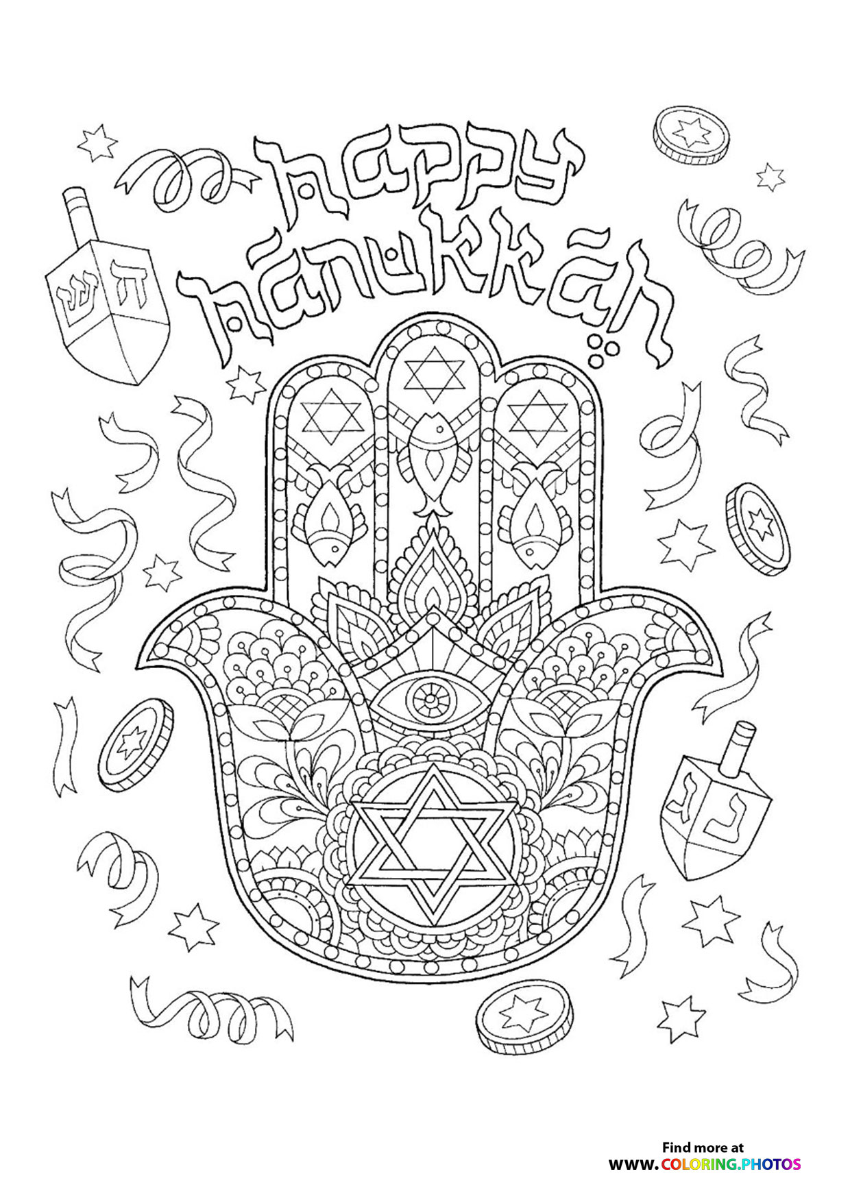 Happy Hanukkah coloring page