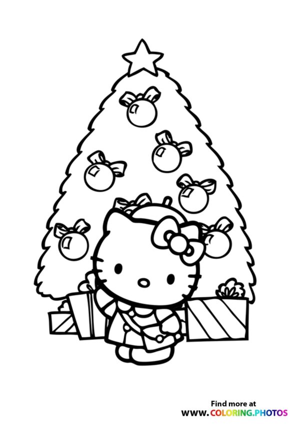 Hello Kitty Christmas coloring page
