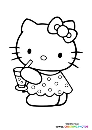 Hello Kitty drinking juice