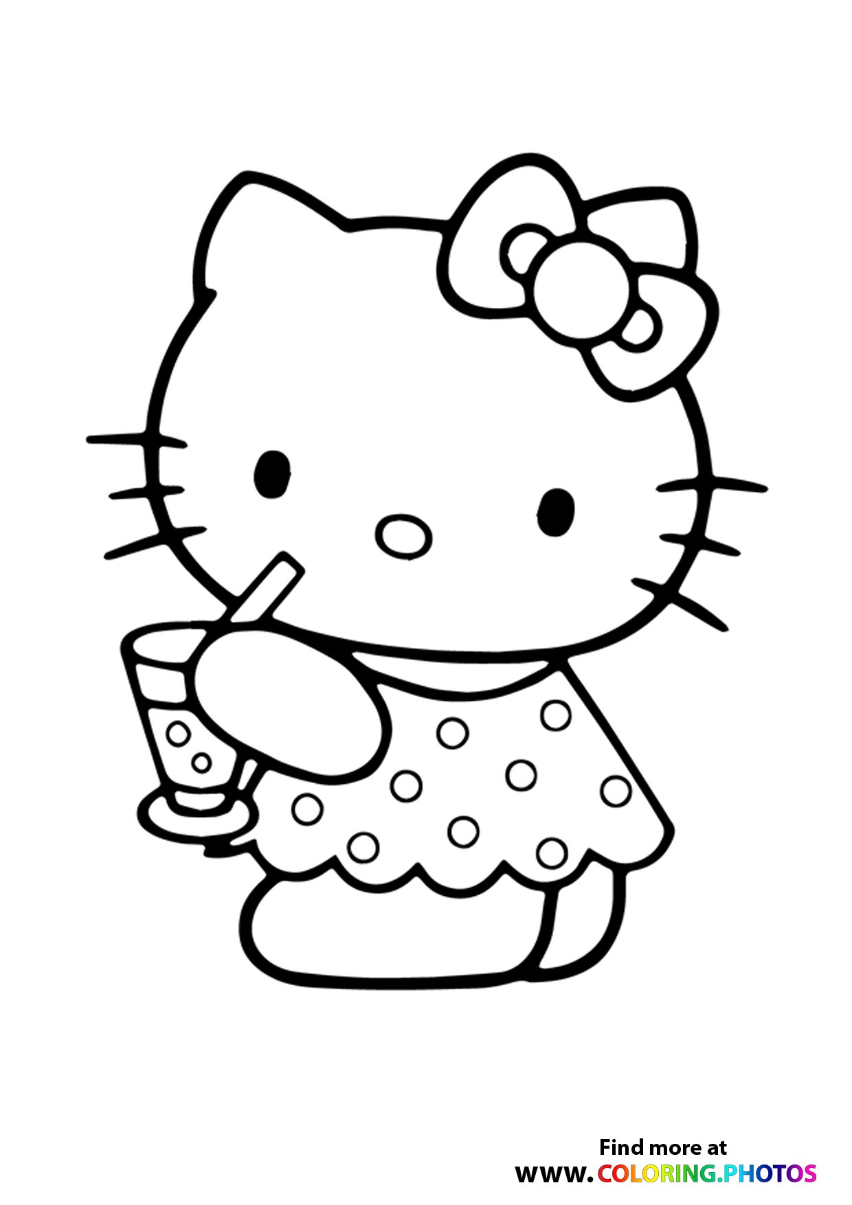 Hello Kitty drinking juice