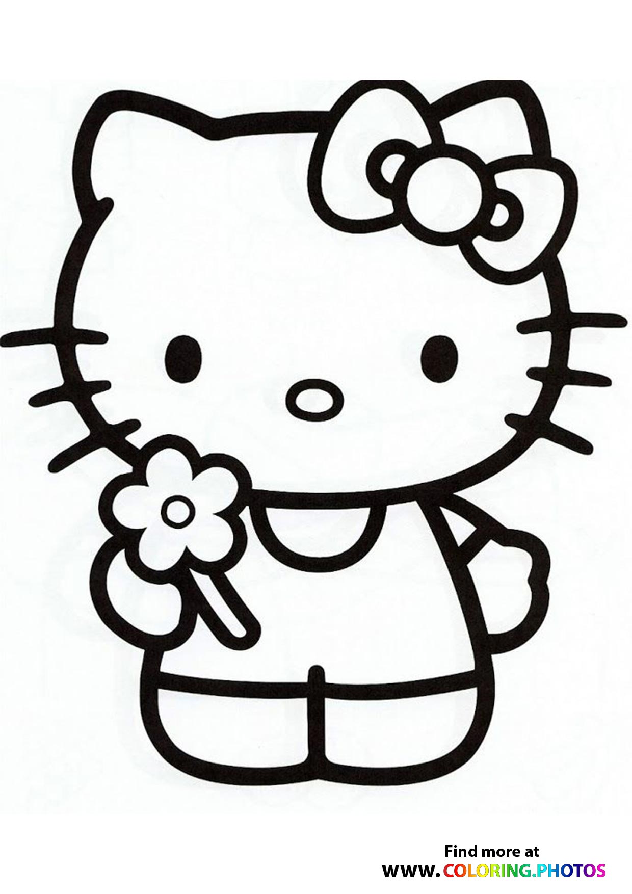 Hello Kitty with flower coloring page