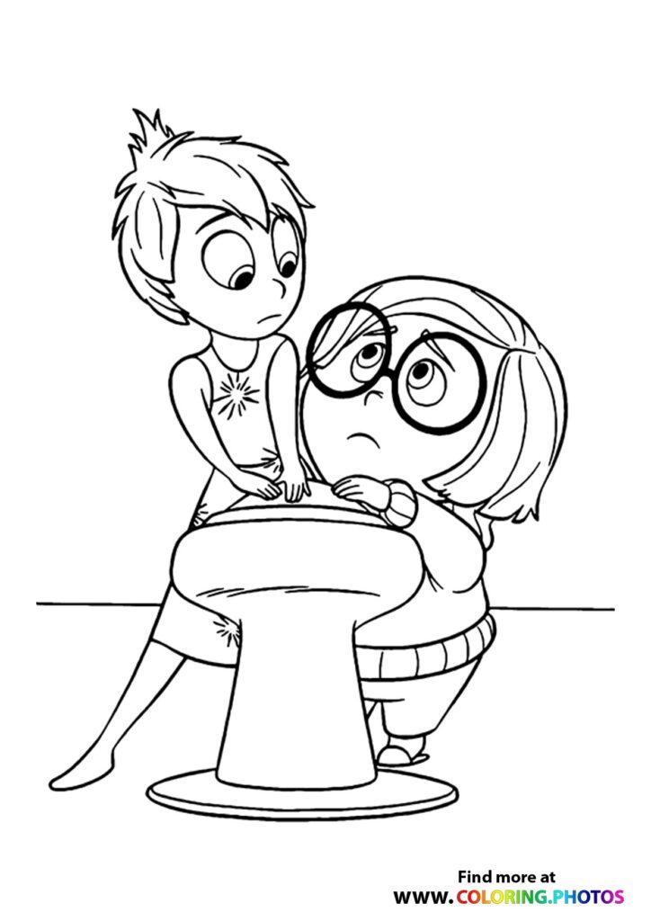 Inside Out Joy and Saddnes Coloring Page