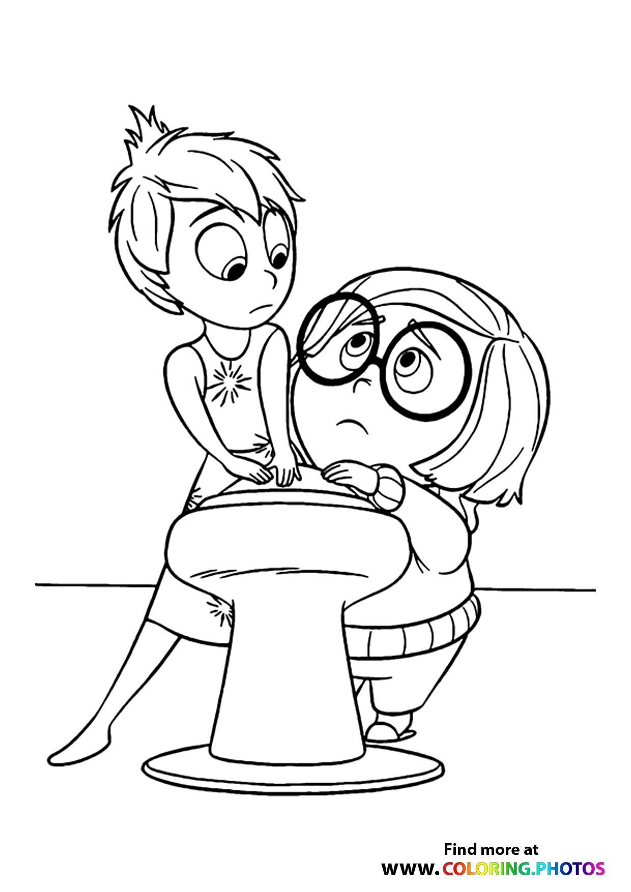 Inside Out Joy and Saddnes Coloring Page