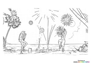 Beach Fireworks Celebration