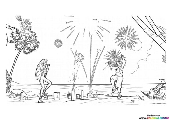 Beach Fireworks Celebration