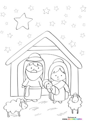 Nativity Stable with Jesus, Mary, and Joseph