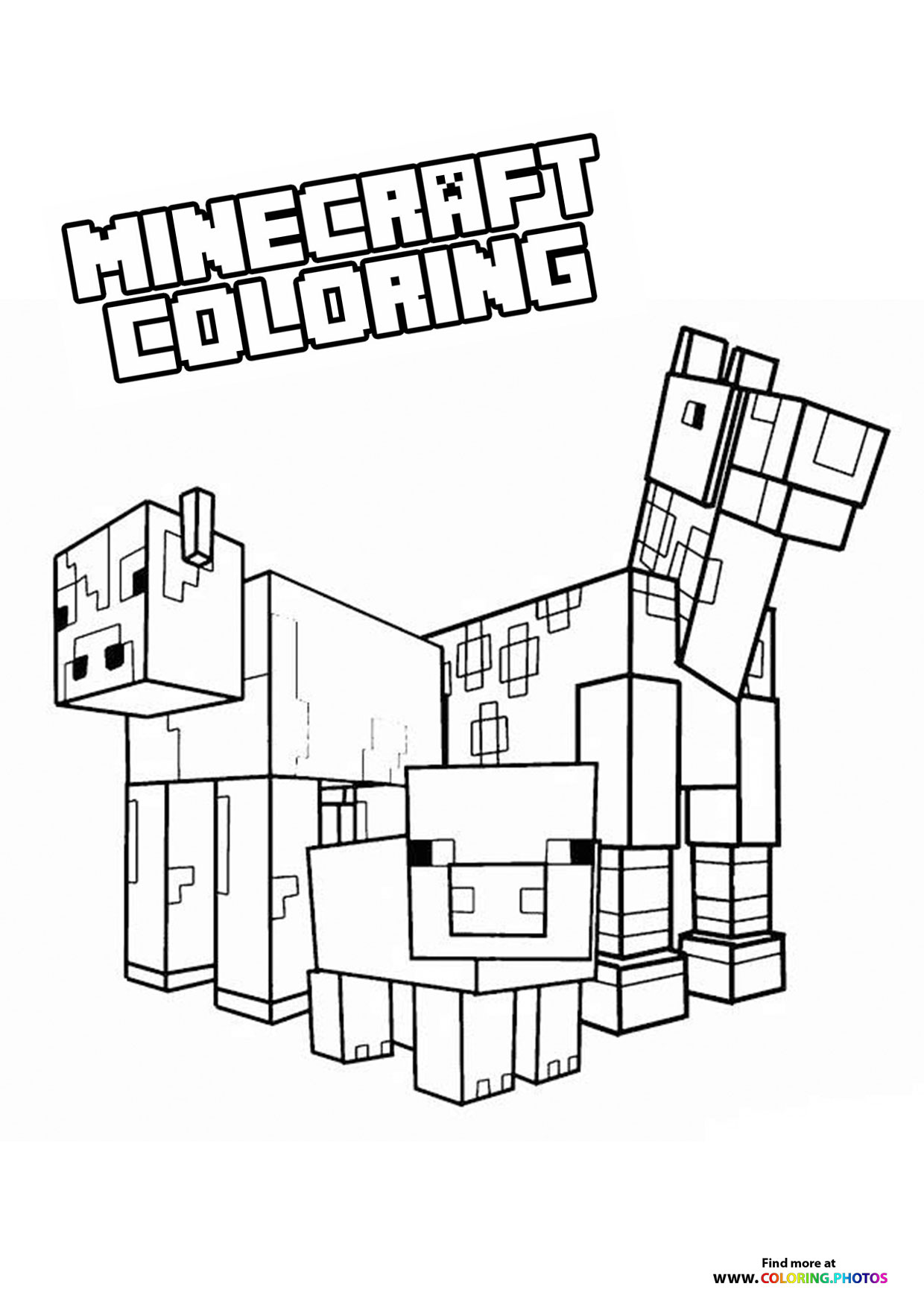 Minecraft animals coloring page