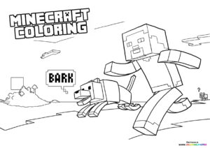 Minecraft Steve with a dog