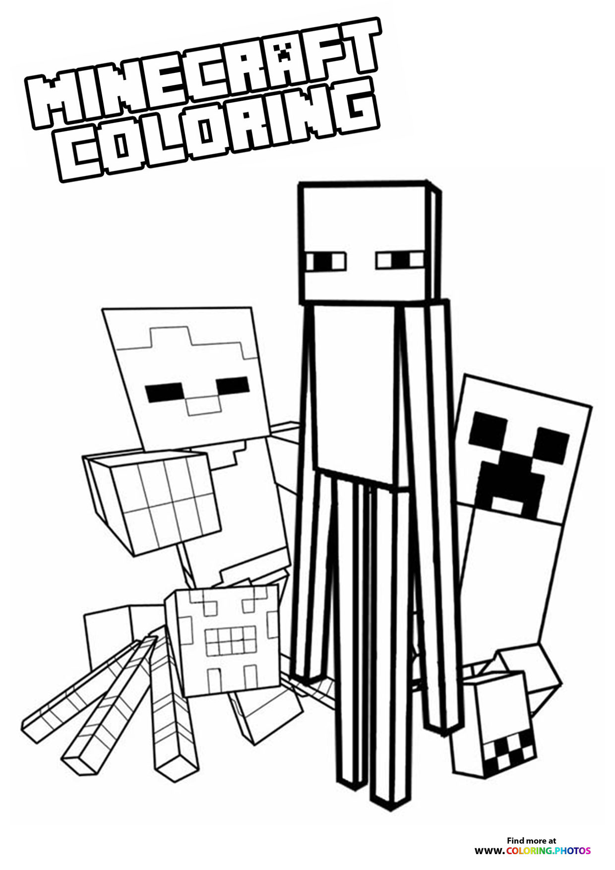 Minecraft enemys coloring page