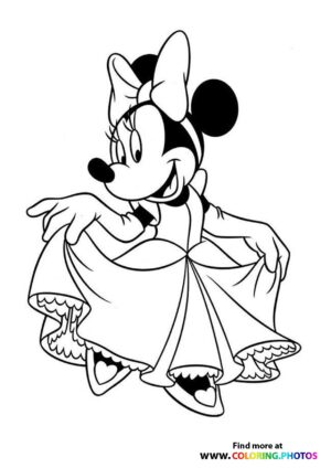Minnie Mouse in dress dancing