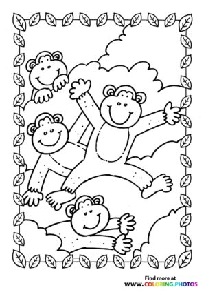 Monkeys having fun in trees